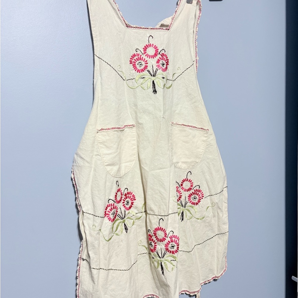 Floral hand Embroidered Apron